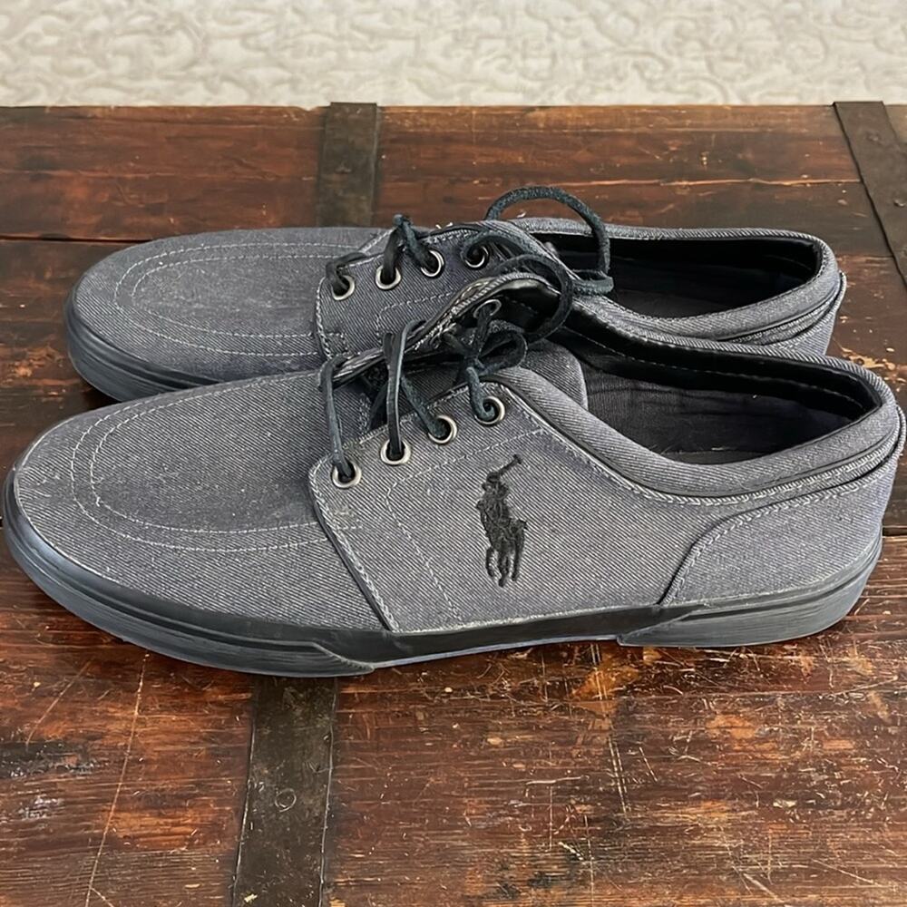 Men’s Polo Ralph Lauren Denim Faxon Sneakers Size 9.5 - Picture 2 of 7